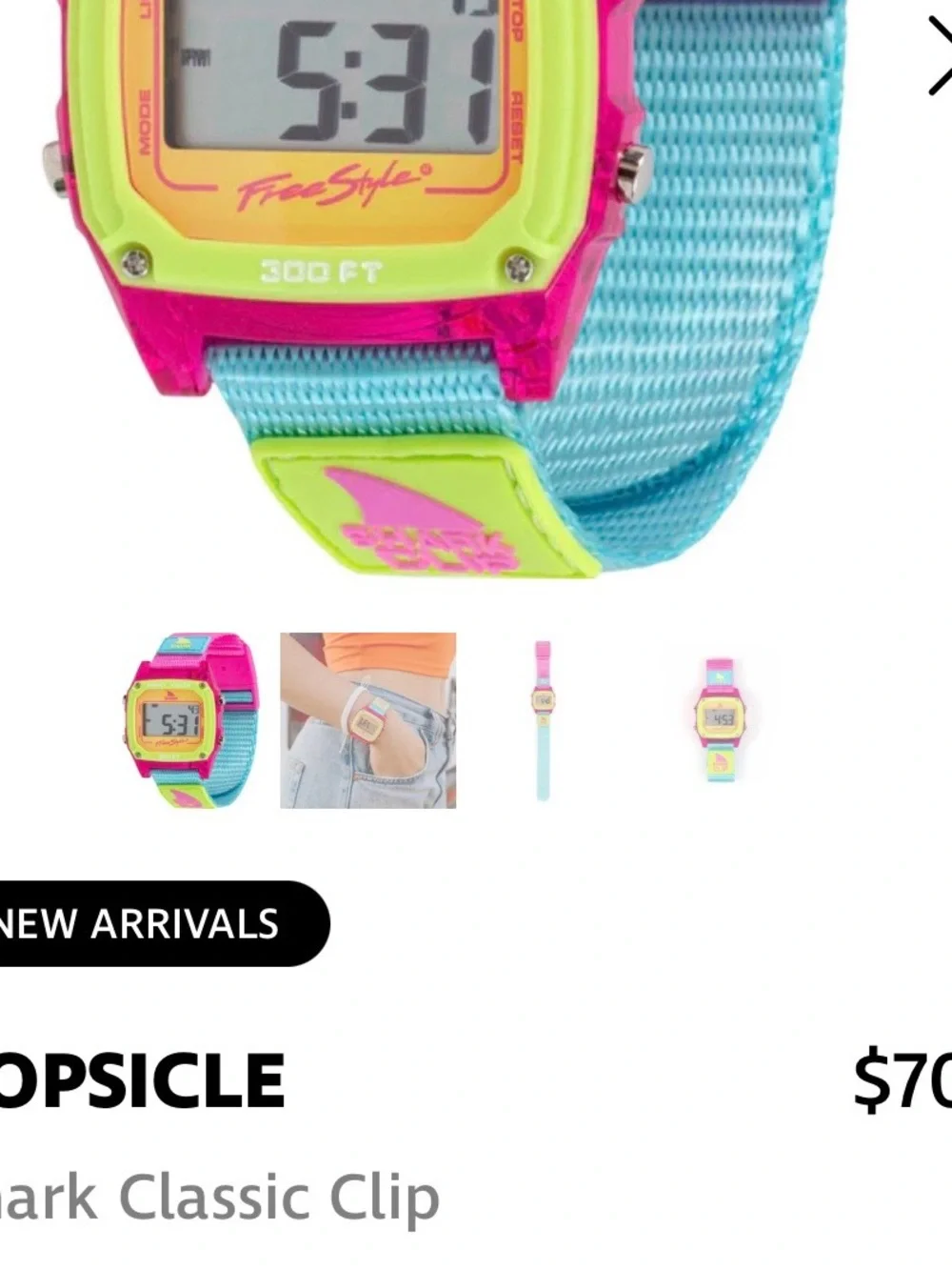 Freestyle Neon Mint Purple Blue Clip Watch